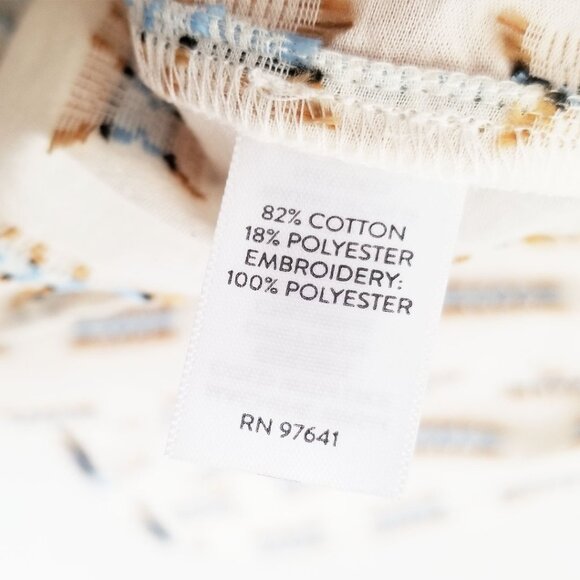 Pure Jill J. Jill Easy Button Front Boho Embroidered 3/4 Sleeve Blouse XL Cream - Picture 10 of 16